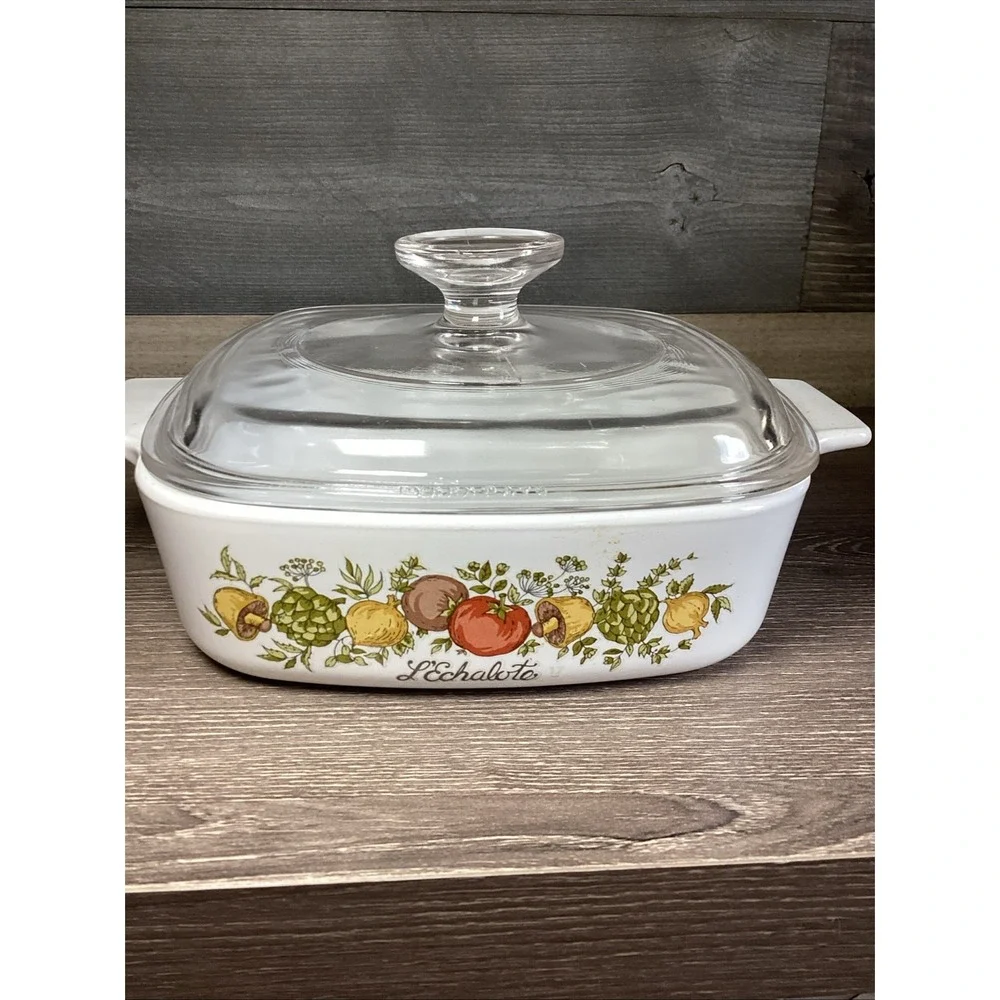 70s Spice of Life Corning Ware A-1-B Casserole Dish Pyrex Lid La Marjolaine 1Qt